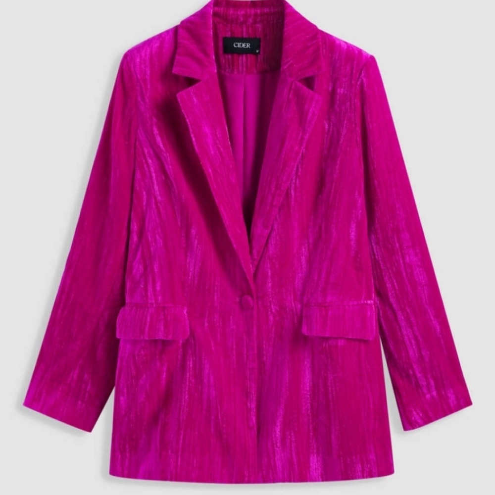Barbiecore Velvet Structured Blazer by Cider Women's Size XL Business Casual